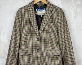 Joules Tweed Wool Blend Herringbone Brown Women's Blazer UK 10