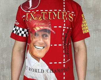 Michael Schumacher Six Times F1 World Champion 1994-2003 Men's Vintage T-shirt Racing Formula Uno Short Sleeve Crew Neck Y2K