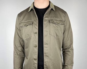 AllSaints Tactical Long Sleeve Shirt Corduroy Collar Button Up Men's Size M Front Pockets