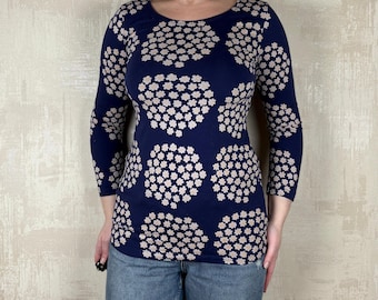 Marimekko Mika Piirainen Multicolor Floral Cotton 3/4 Sleeve Women's Top Size S