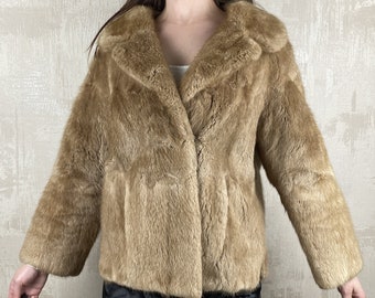 Vintage Dominion Fur Co.Ltd. Edinburgh Jacket Women's Natural Fur Coat Maat S-M