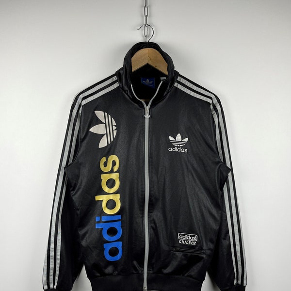 Men's Adidas Chile 62 Big Logo Track Jacket Tracksuit Top Size S Black