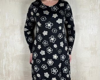 Gudrun Sjoden Modal Cotton Floral Long Sleeve Jersey Dress Size S