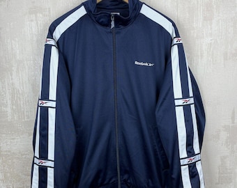 90's Reebok Vintage Track Jacket Men's Size L Navy Blue Full Zip