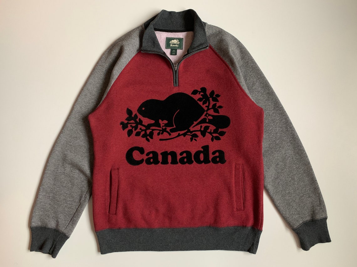 Roots Canada Men's Pullover Sweatshirt Size S Gray / Etsy