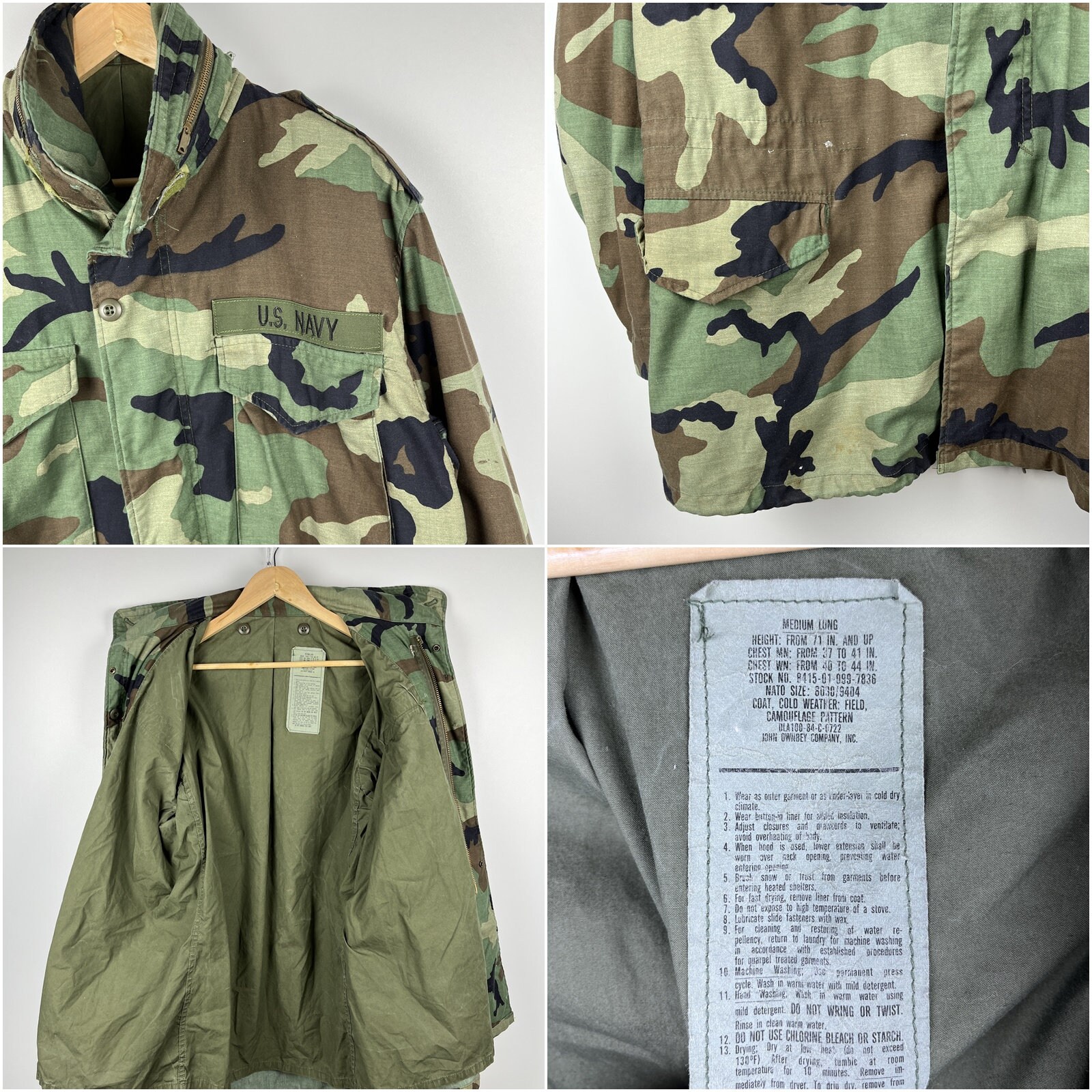 80's Vintage 1984 John Ownbey M65 US Navy Field Coat USA