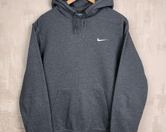 Sudadera con capucha Nike vintage con logo pequeño, talla XL para hombre, color gris.