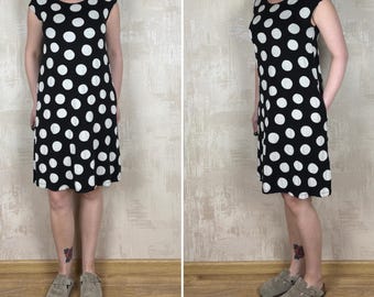 Gudrun Sjoden Lyocell Black Ivory Polka Dot Short Dress Size S