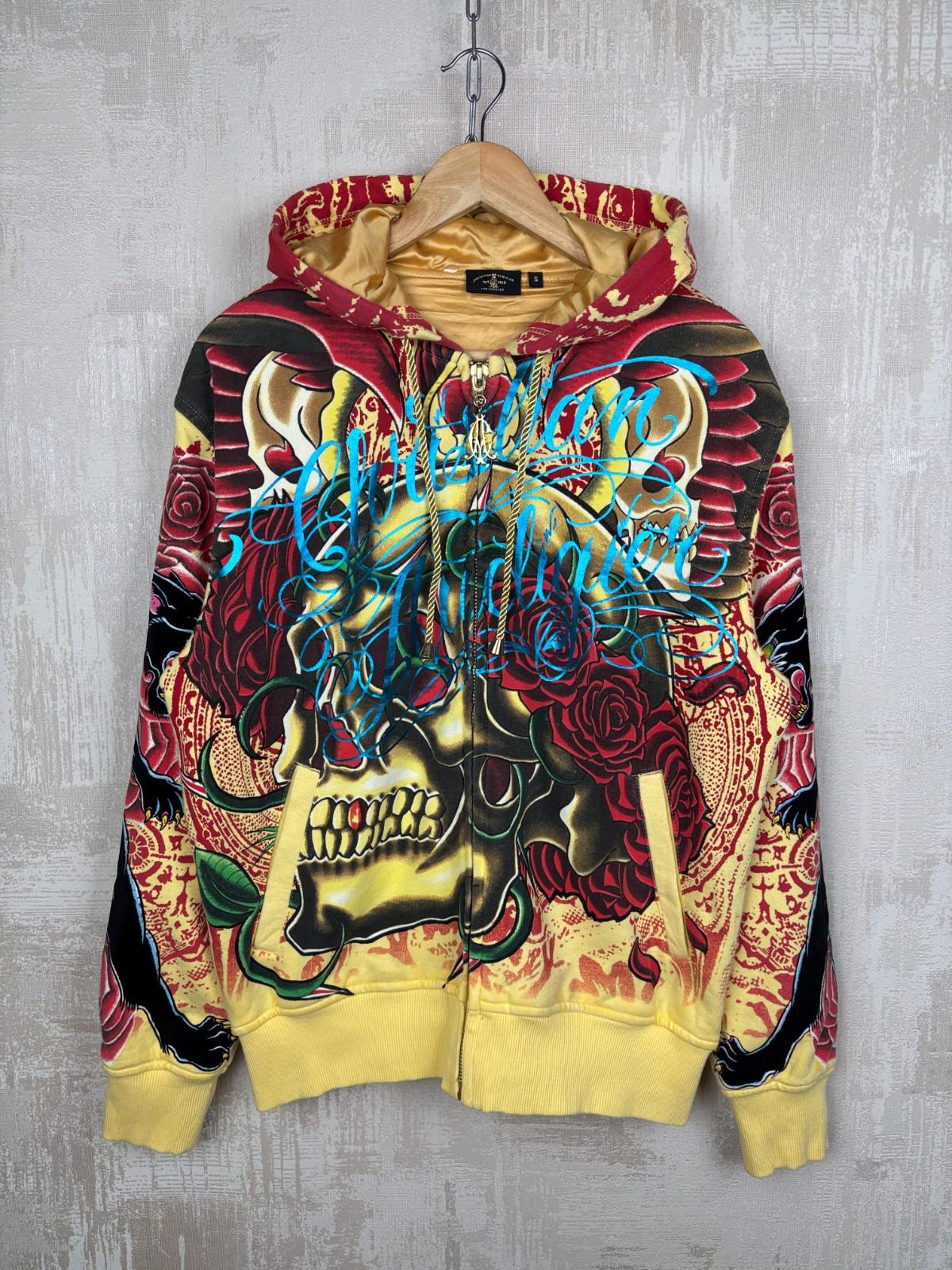 Vintage Christian Audigier All Over Print Zip Hoodie Men's Size S