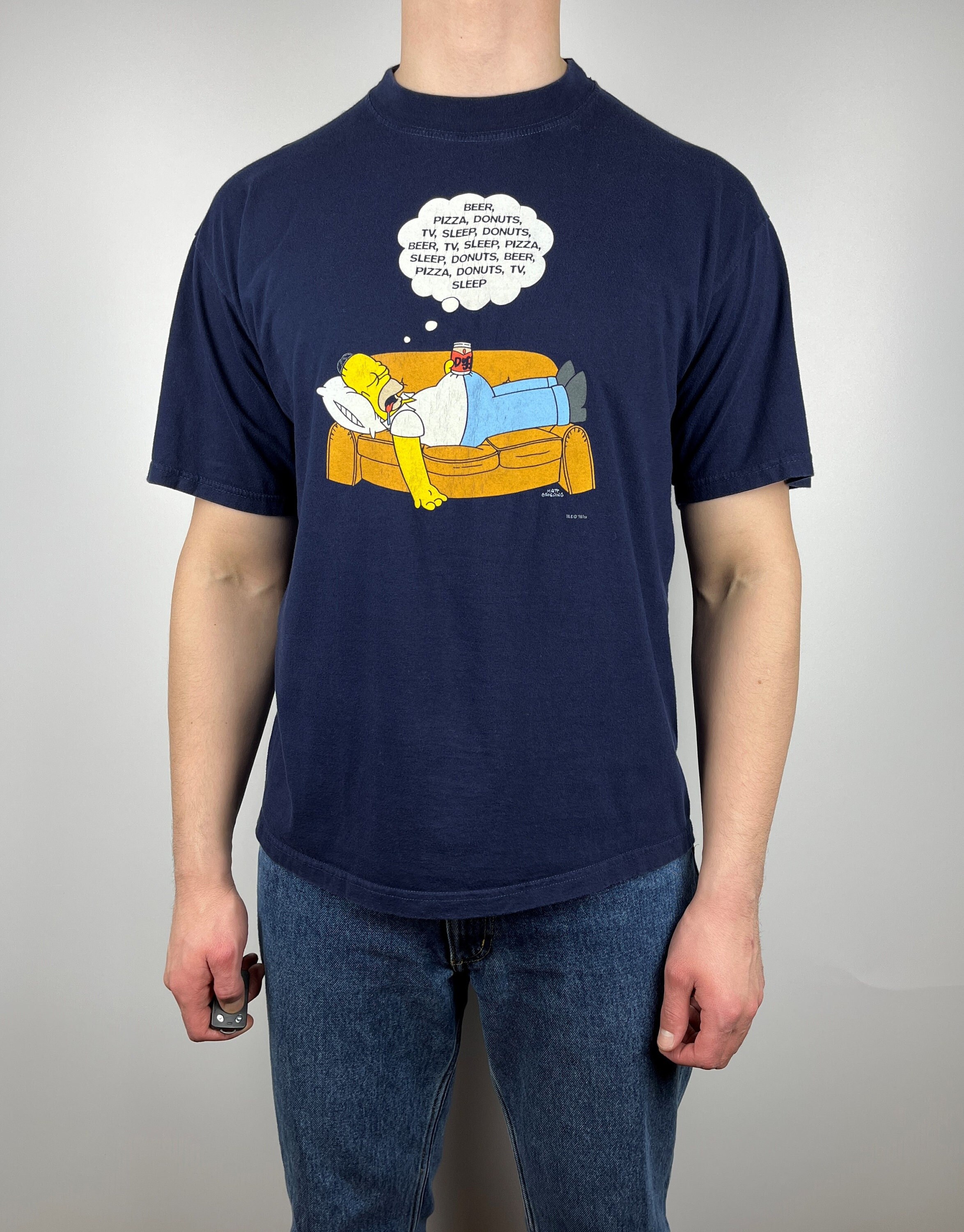 Vintage 90's the Simpsons 1998 Fox Film Homer Sleep Men's T
