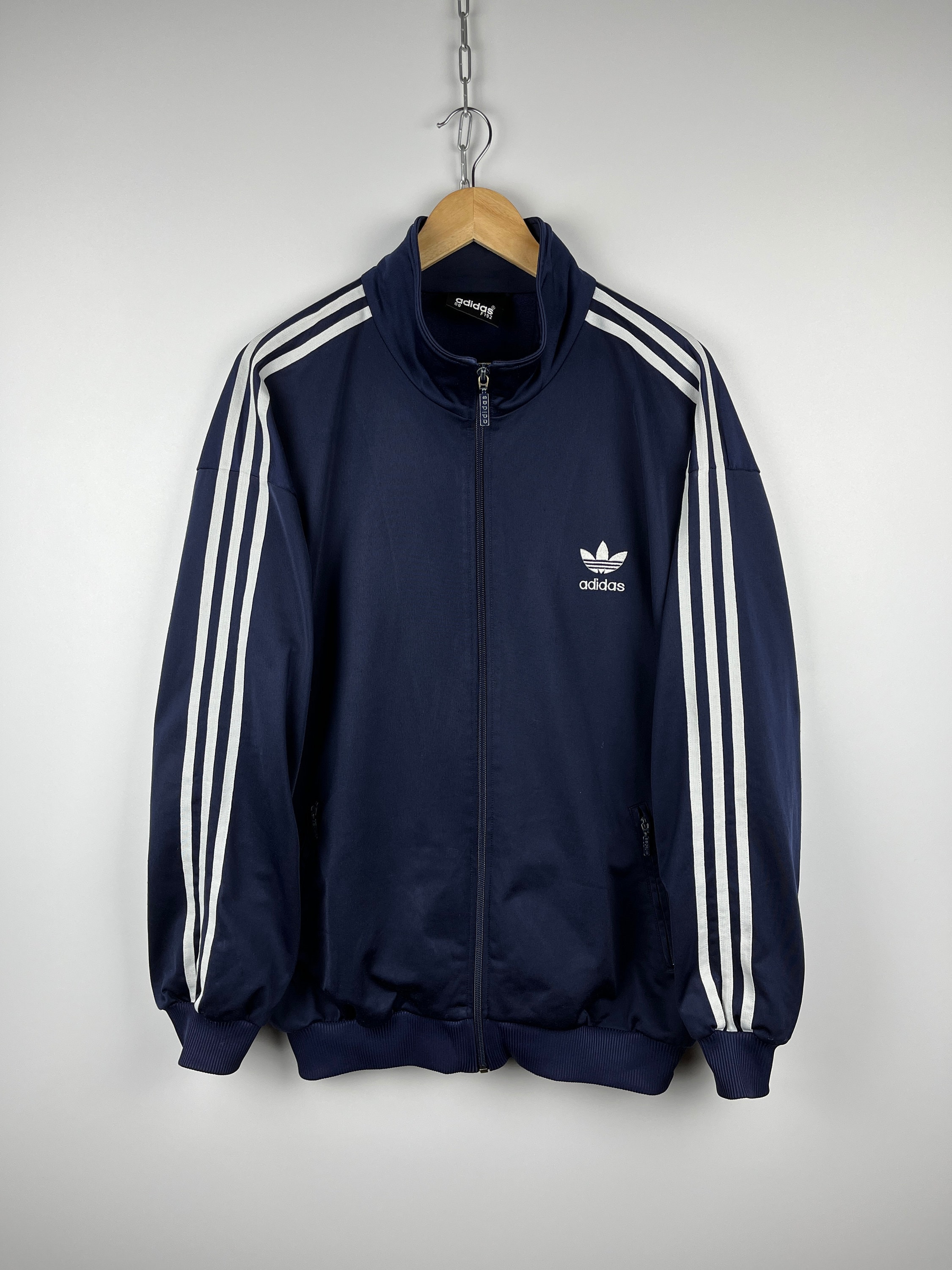 90'S Adidas Back Logo Jersey Track Jacket Men's XL polyester navy blue type Vintage Second Hand