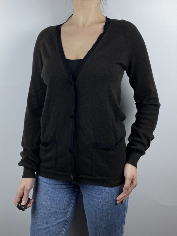 Lanvin, Lanvin Paris 22F St Honore Vintage Merino Brown Women's Cardigan Made in Italy Size M