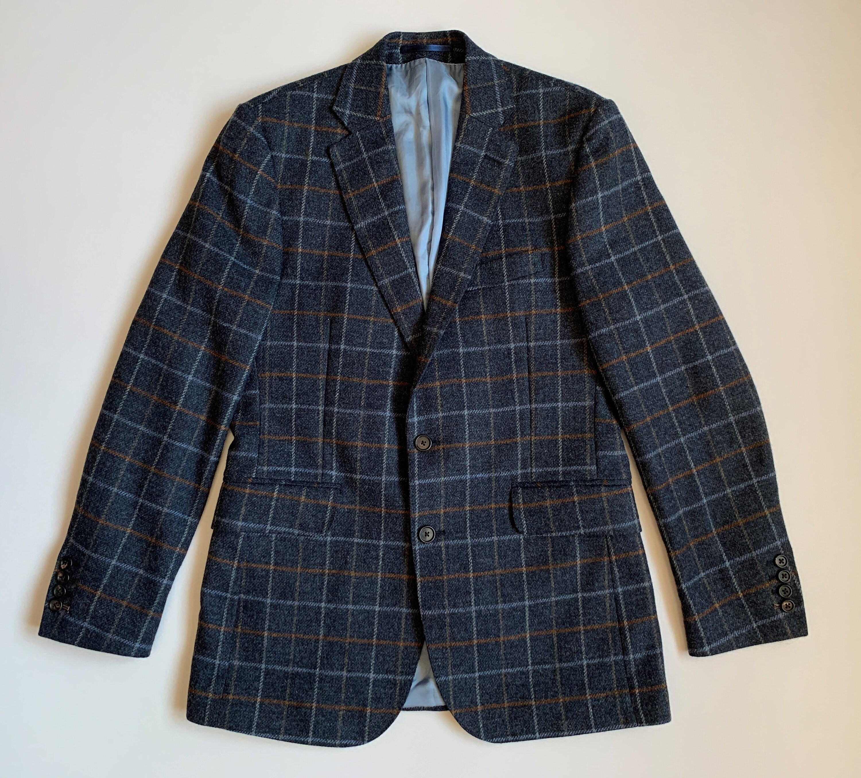 Thomas Pink Mens Wool Check Blazer Jacket Size 40 R EUR 50 Etsy
