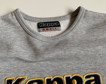 Sweat Vintage Années 80 Kappa Gris - Taille M - 100% Coton - Occasion Très Bon état (quelques Traces)
