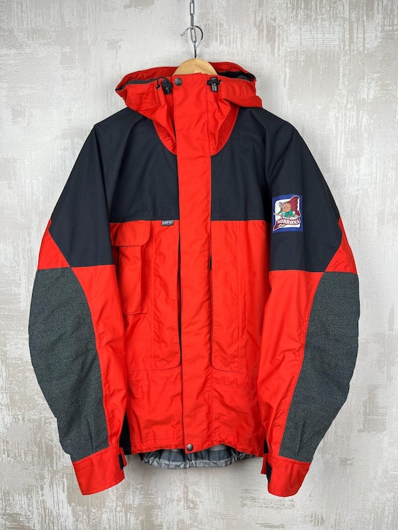 Vintage Norrona Arch Wall Gore-tex Hooded Jacket Size L Red/black