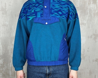 90's Astrolabio Vintage Abstract Ski Snowboard Fleece Sweater Men's Size L