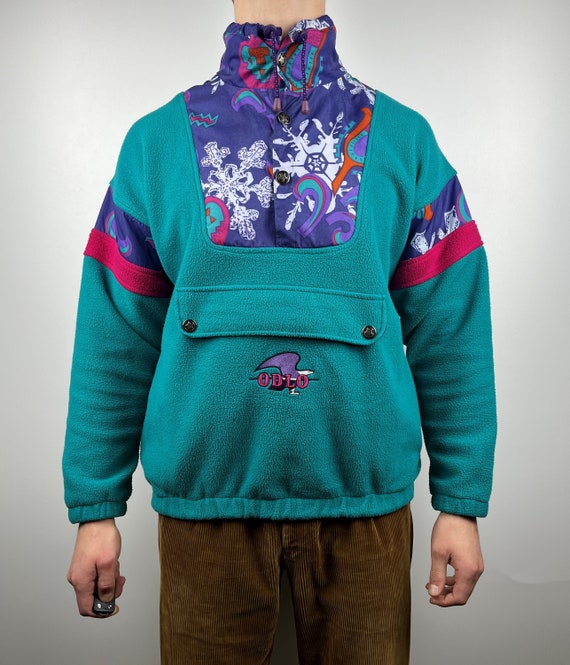 90's Odlo Vintage Pullover Abstract Fleece Men's … - image 1