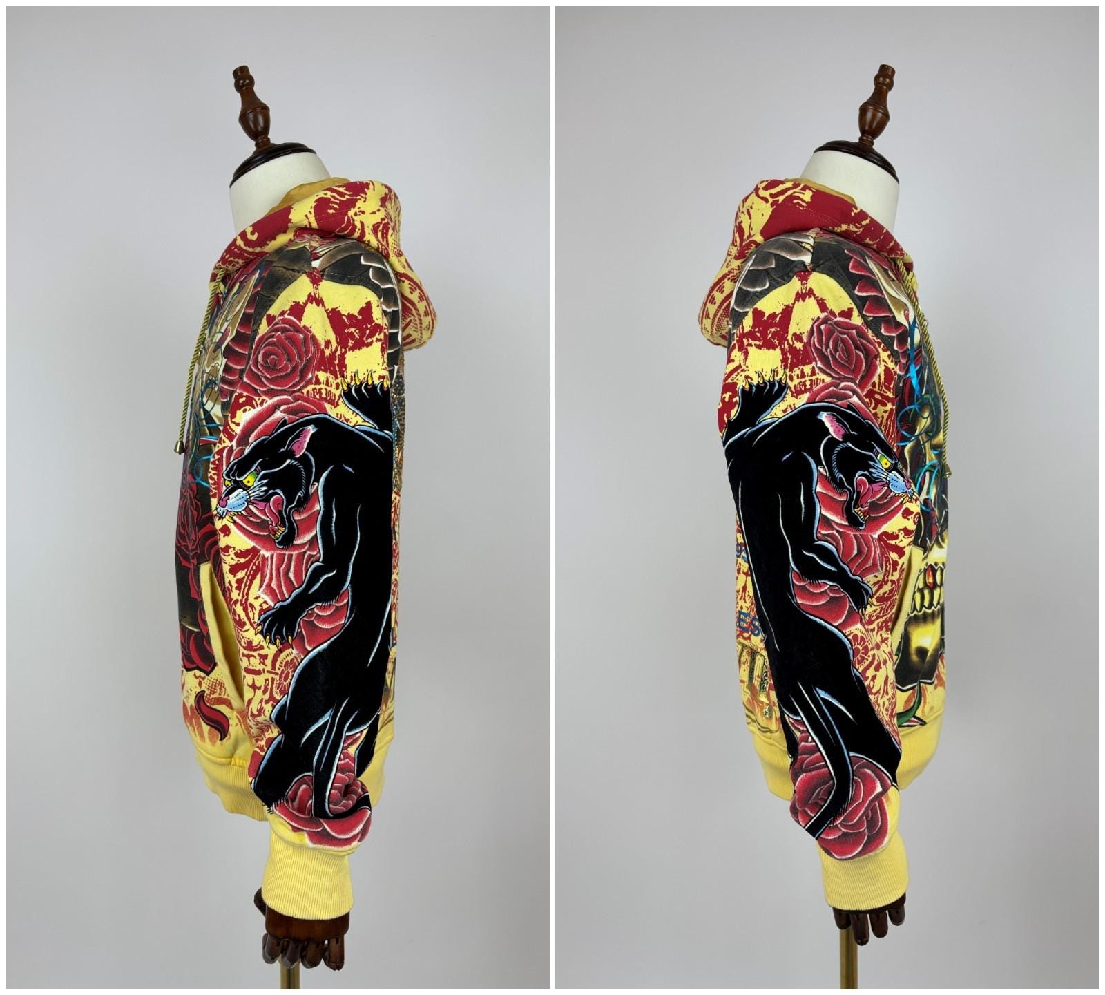 Vintage Christian Audigier All Over Print Zip Hoodie Men's Size S