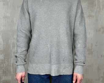 AllSaints Forram Long Sleeve Crew Neck Distressed Sweater Oversized Fit Size L