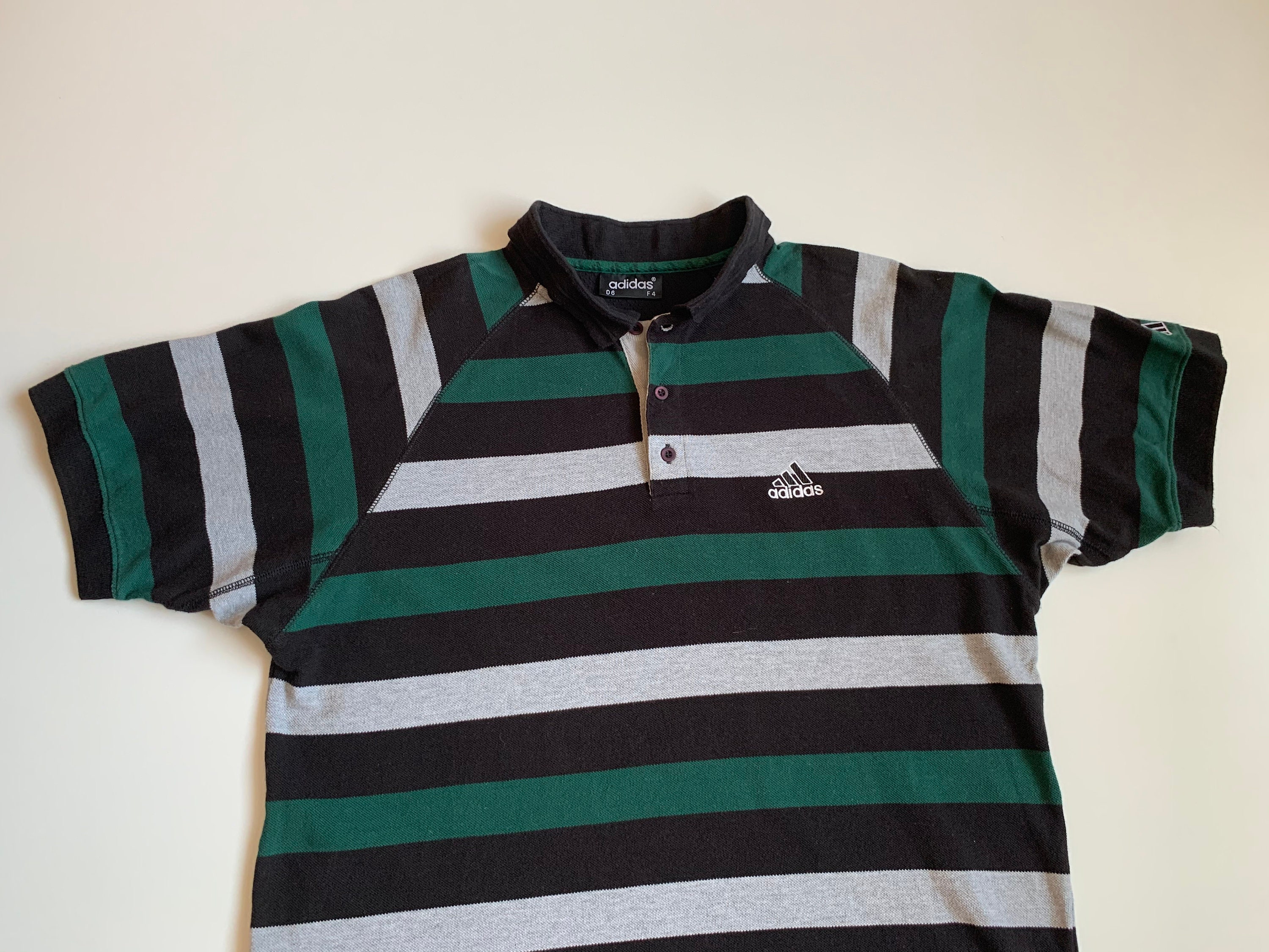 Conclusión Buena voluntad heno Adidas Vintage a rayas de los años 90 camiseta polo para - Etsy México