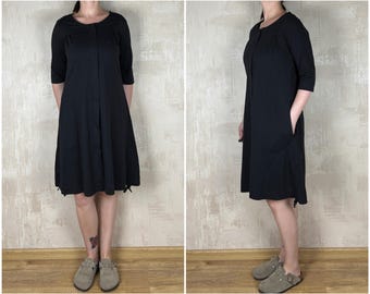 Gudrun Sjoden Black Organic Cotton Full Zip Dress Size S