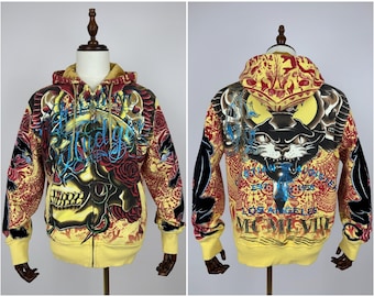 Ed Hardy by Christian Audigier Skull Grunge Cyber Y2K Style Zip up
