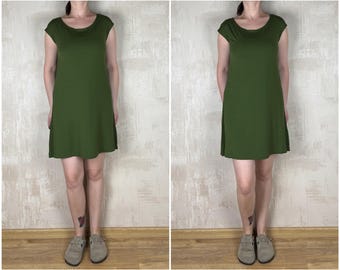 Gudrun Sjoden Green Modal Sleeveless Short Dress Tunic Size S