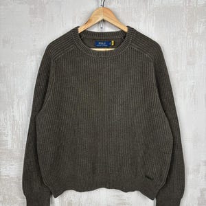 Polo Ralph Lauren Crew Neck Fisherman Sweater Olive Men's Size M