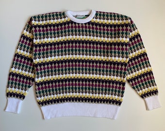 90er Jahre Sahara Vintage Herren Pullover Größe 2XL (XXL) Made in USA Mehrfarbig Baumwolle Retro Style 80er Jahre