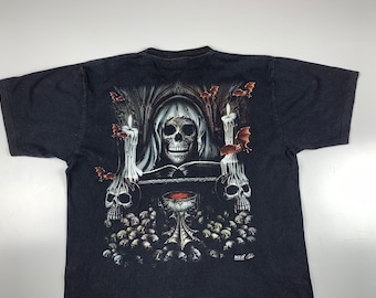 Men's Wild Skull Print Vintage T-shirt Size L - Etsy