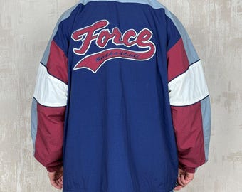 90's Nike Force Basketball Vintage Jacket Men's Size XL Oversized Navy Blue Snap