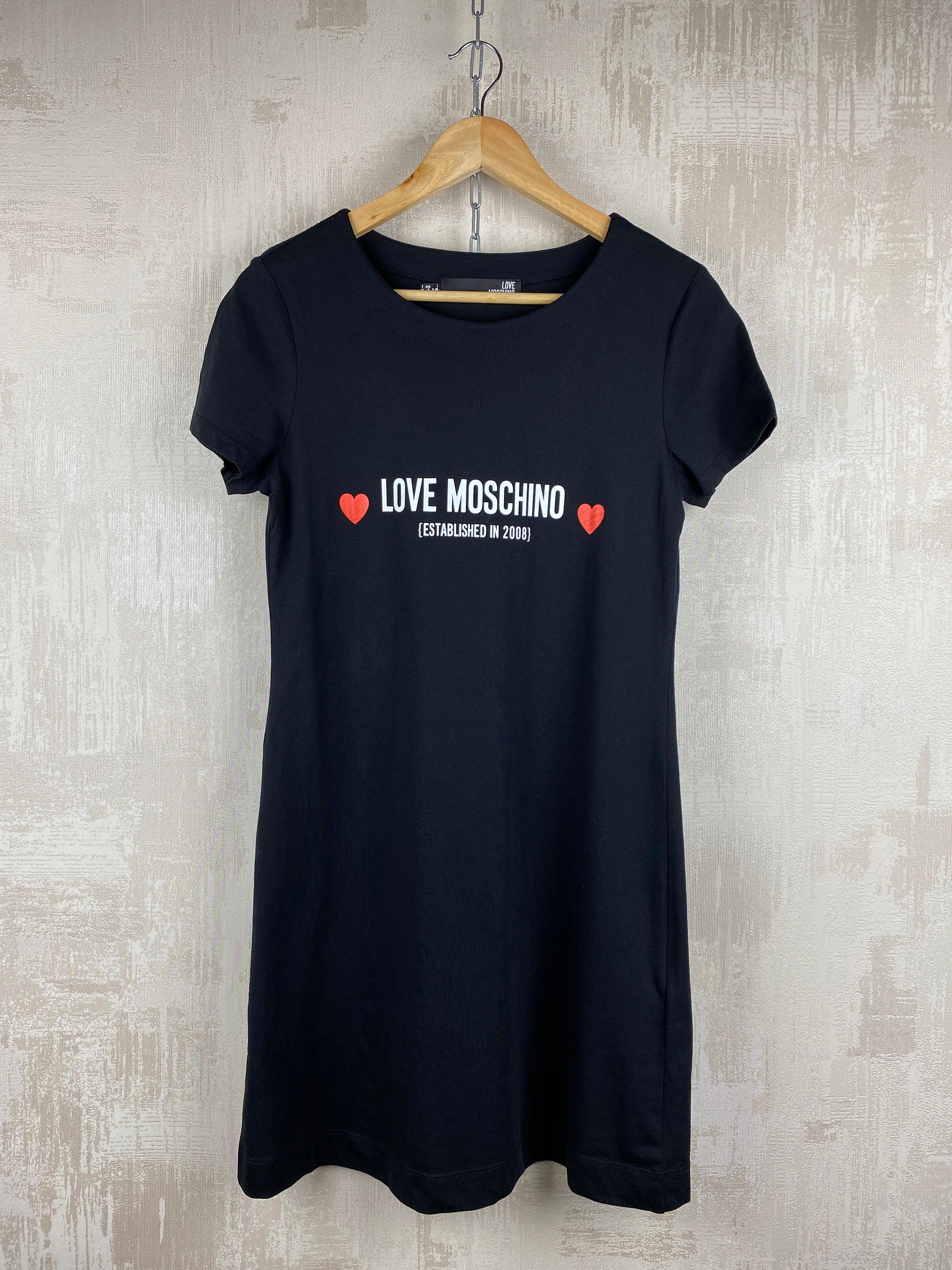 Love Moschino Cotton Black Big Logo Printed T shirt Dress Size XS Etsy UK