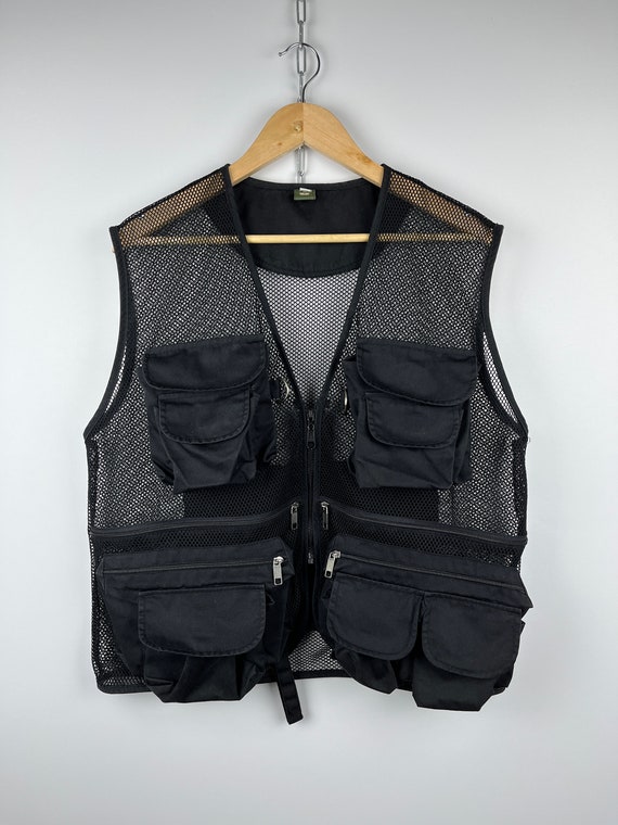 90's Chi Club Rave Techno Multi-pocket Mesh Vintage Vest Size XL