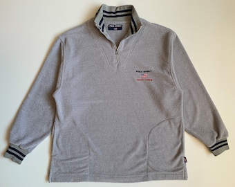 90s Vintage Polo Sport Ralph Lauren Mens Pullover Fleece Sweatshirt Size L Gray Streetwear Retro Hip Hop