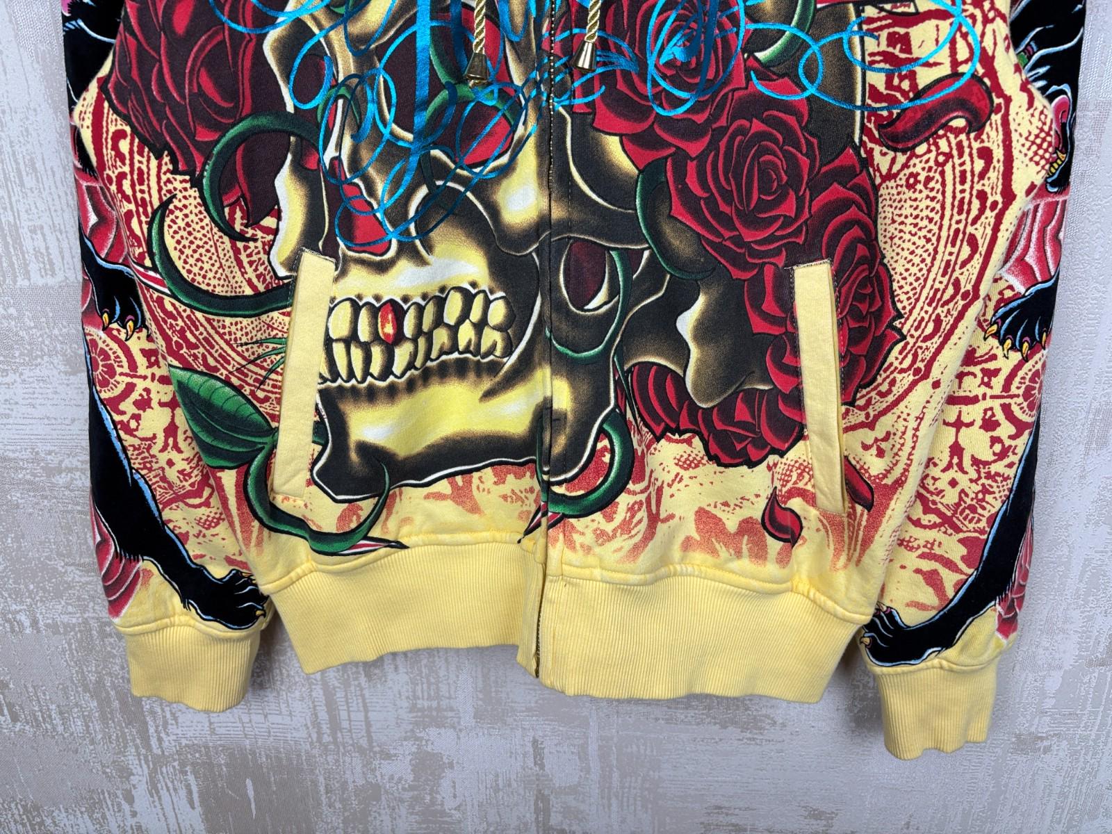 Vintage Christian Audigier All Over Print Zip Hoodie Men's Size S