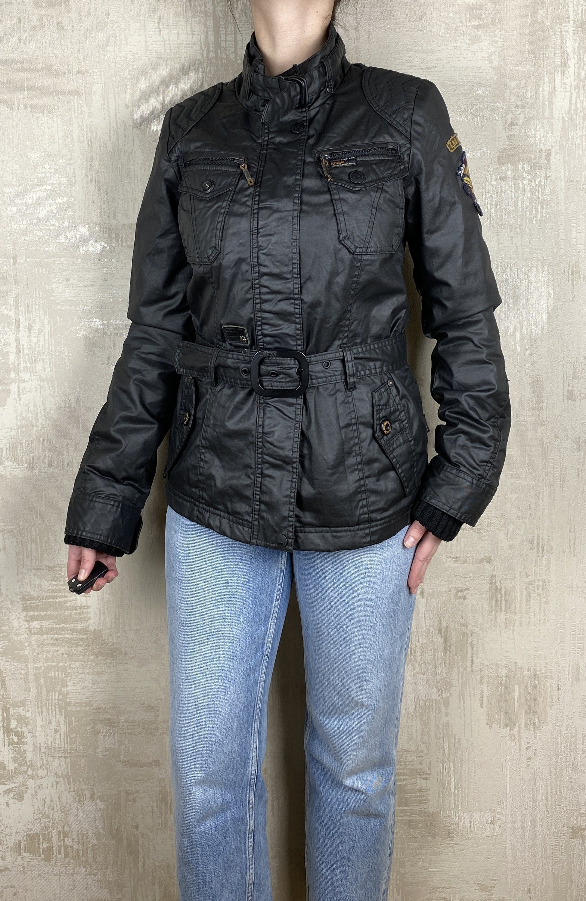 Vintage Y2K Khujo ORCA Cotton Black Coat Motorcycle Biker Vintage Y2K Khujo ORCA Cotton Black Coat Motorcycle Biker