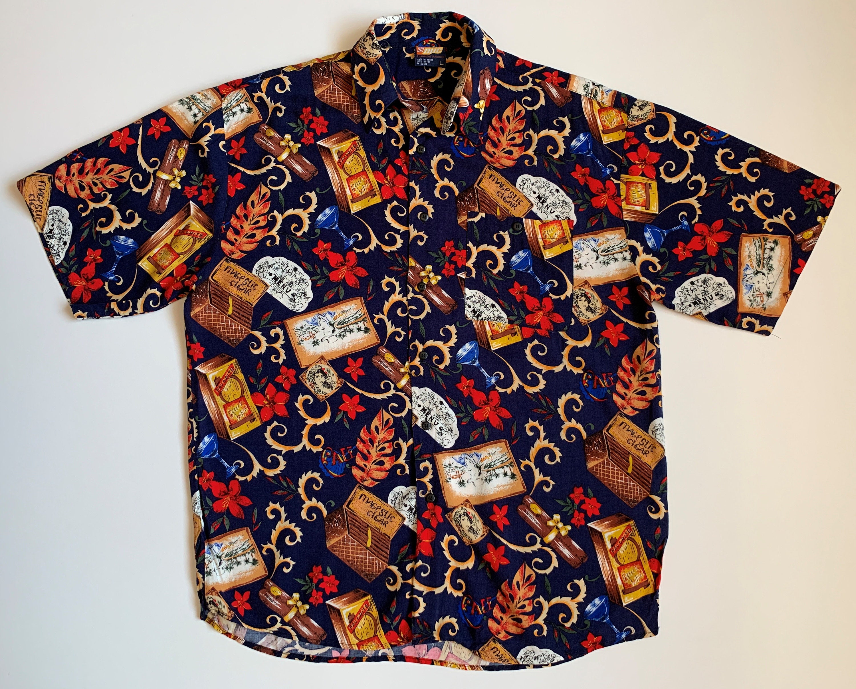212 NYC Vintage Aloha Hawaiian Mens Shirt Size XL Pool Party