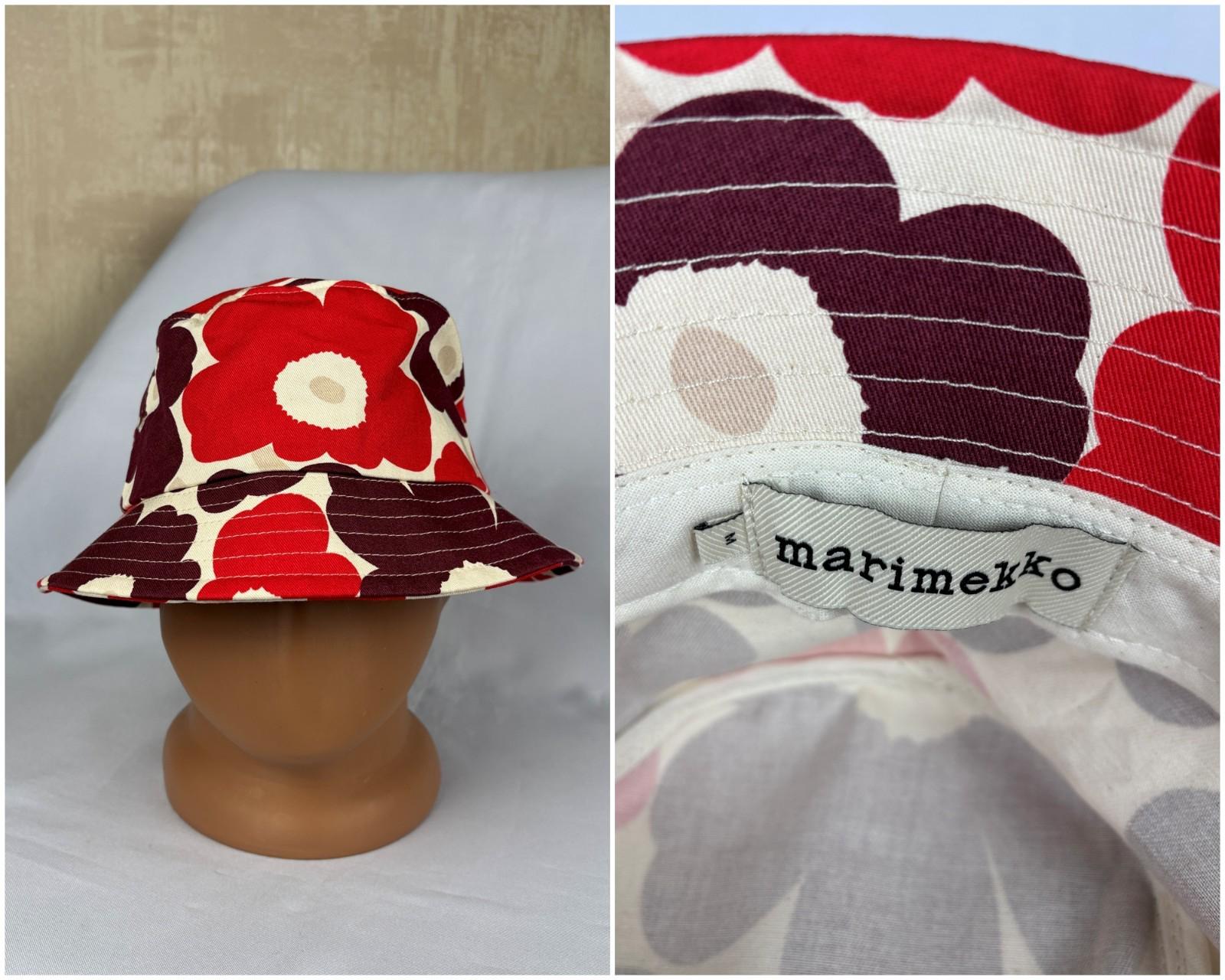 VINTAGE Marimekko Multicolor Patterned Hat Vintage Marimekko Sun Hat / Cotton / Blue Unikko Flowers  main image 2