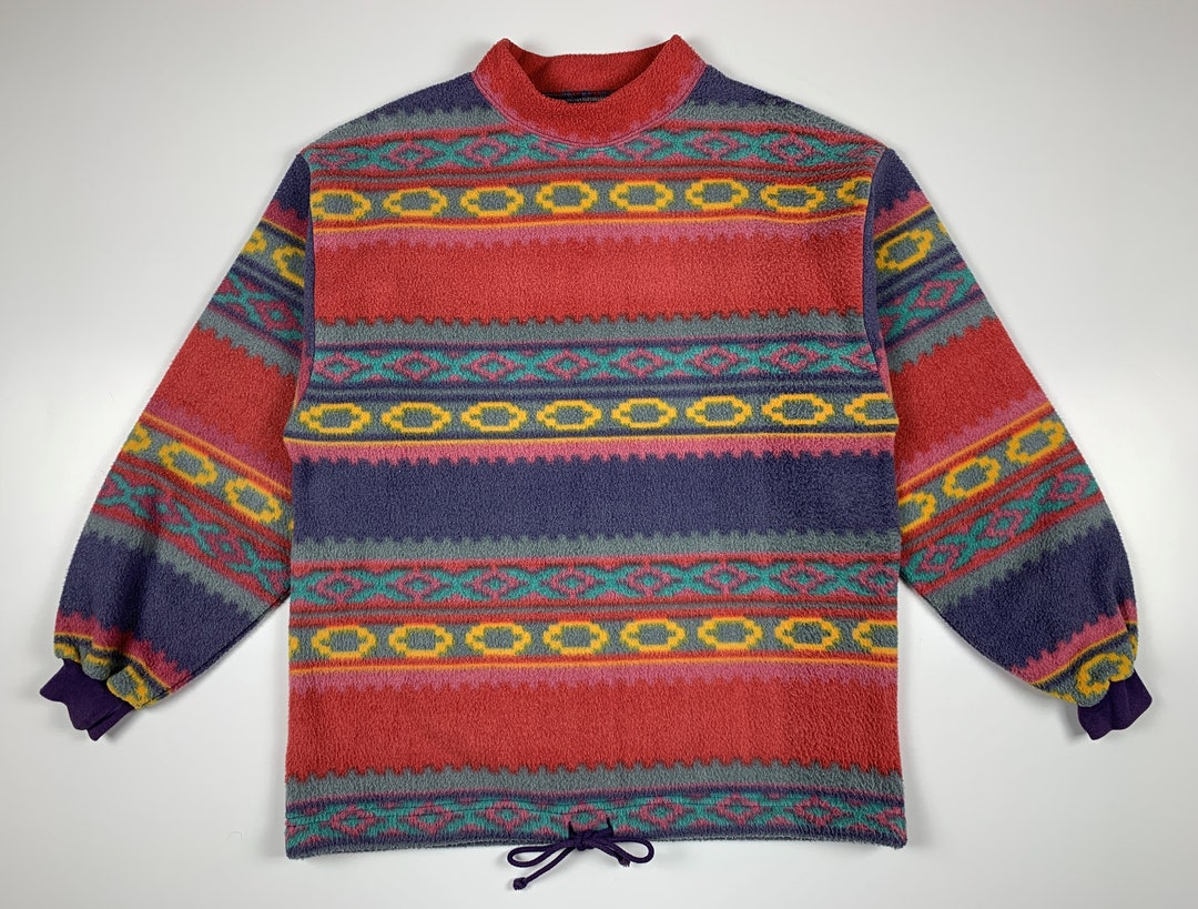 90's Outborn Vintage Aztec Navajo Fleece Sweater Size M Streetwear ...