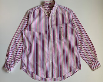 Lacoste Vintage Men's Striped Shirt Long Sleeve Size 40 (M) Retro Style