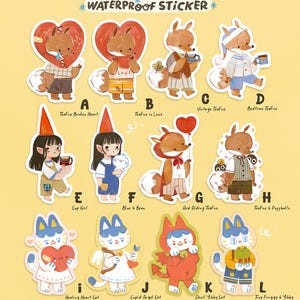 BlueBean Cute Waterproof Stickers Whimsical Friend Diecut