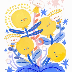 BlueBean Happy Dandelion Illustration Art