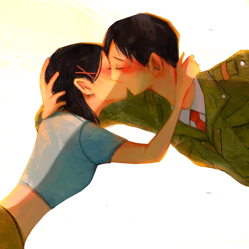 Kiss Goodbye Couple Love Illustration Art Collectibles Prints Vadel Com Kiss Goodbye Couple Love Illustration Art Collectibles Prints Vadel Com