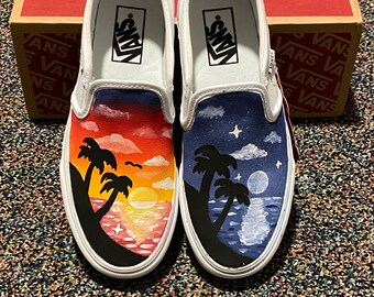 white slip on vans custom