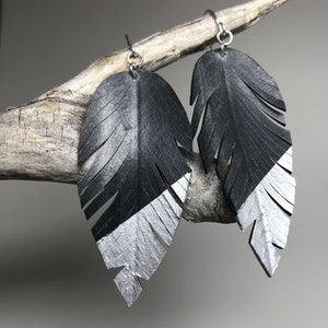 Silver Dipped Feather inner tube earrings