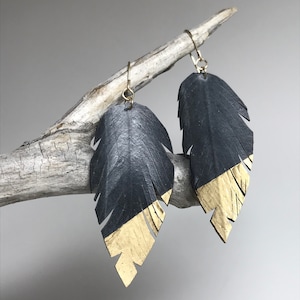 Gold Dipped Feather inner tube earrings