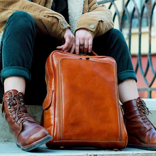Leather Backpack for Laptop Leather Rucksack Personalized Etsy
