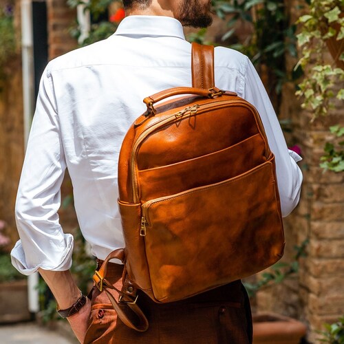 Men's Leather Backpack Large Travel Rucksack Italian - Etsy