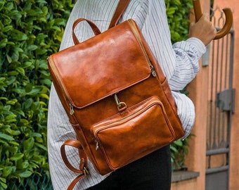 etsy black leather backpack