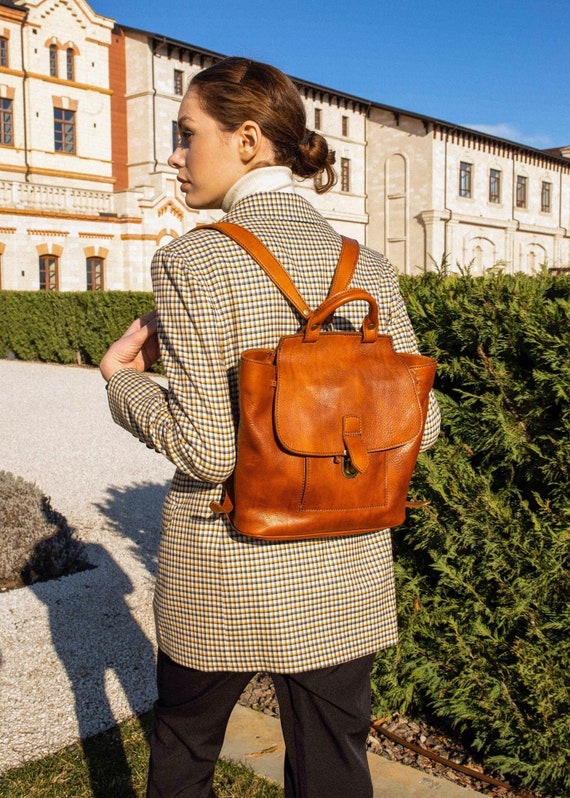 Women Leather Backpack Purse in Genuine Italian Leather 